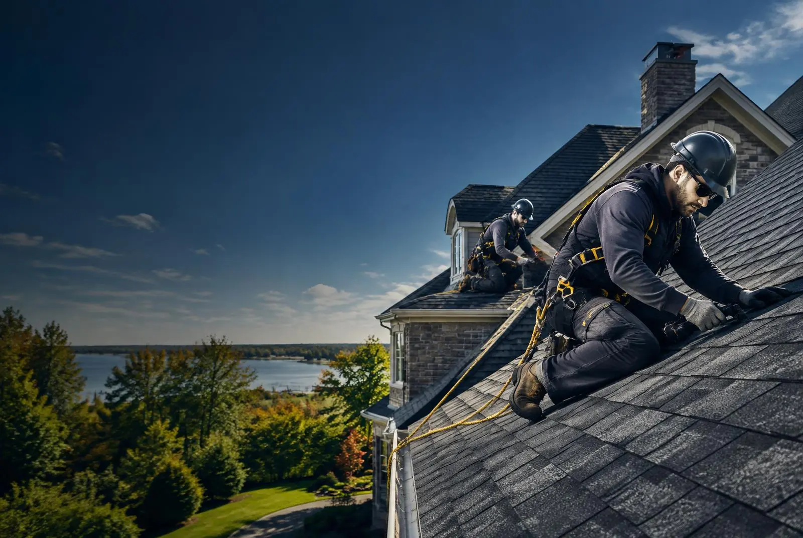 Crew working on a roof